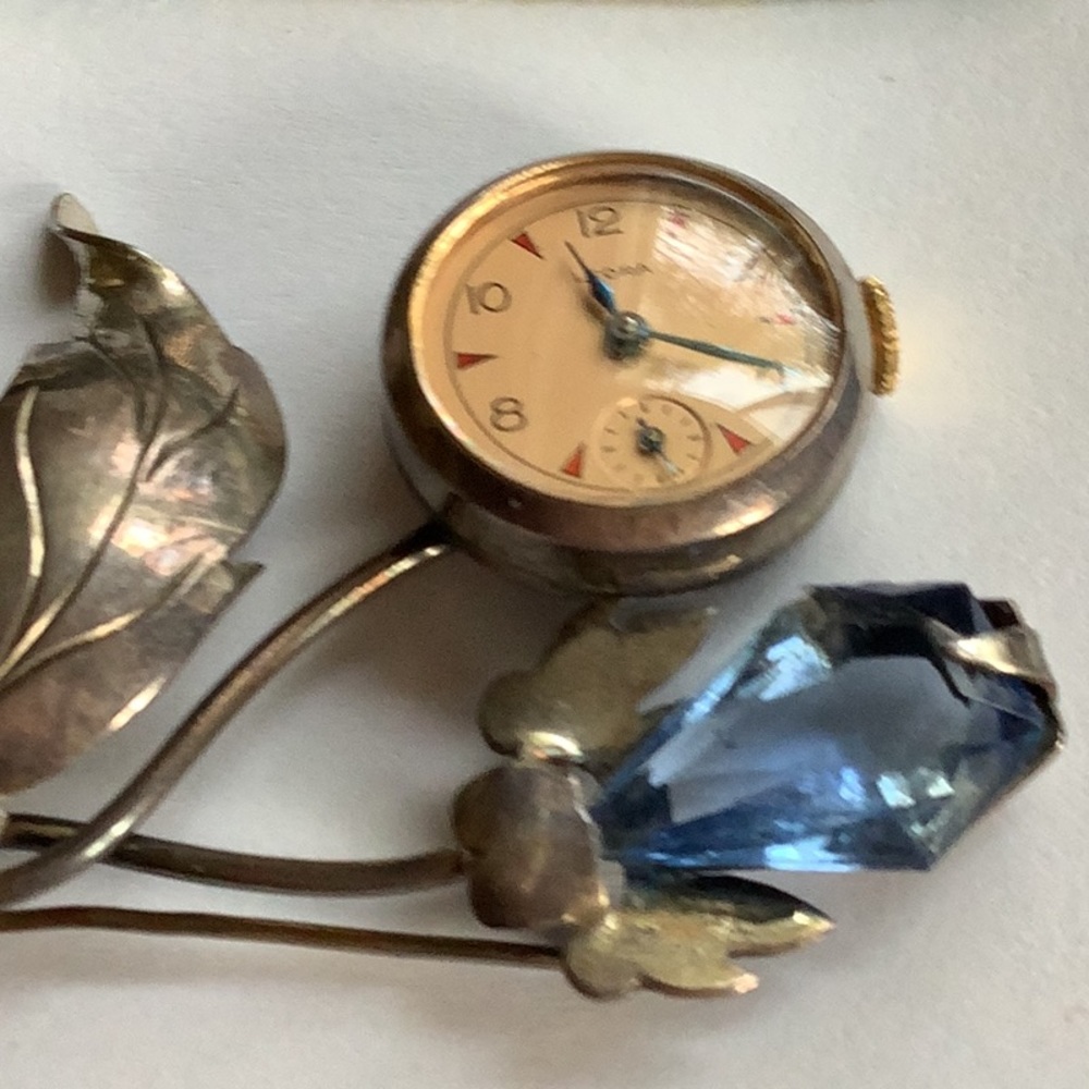 Leora Signed Antique Sterling Silver Floral Watch Pin. *Rare**Timeless Treasure